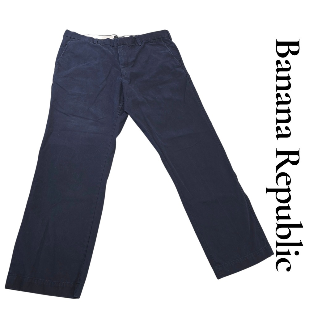 Banana‎ Republic Aiden Chino Pants Navy Blue Size 38x32 Straight Fit Cotton